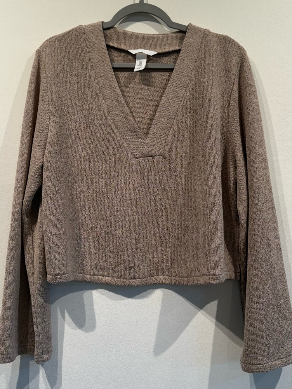 H&M Women's V-Neck Sweater in Taupe Brown
